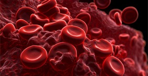 a microscopic view of blood cells