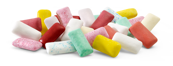 assorted colors of chewing gum